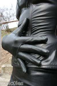 Long kidskin leather black gloves size 8 (26)  