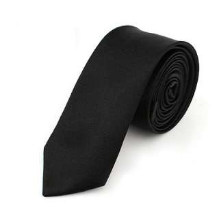 Skinny Slim Tie,Narrow Necktie,2 inch Retro,Solid Black  