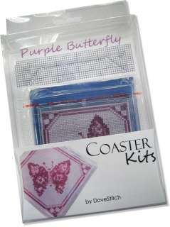 Cross Stitch Kit   Purple Butterfly Coaster Kit  