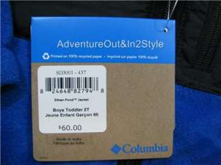 NEW Columbia Jacket Toddler BOYS 2T 3T 4T BLUE / Coat Fleece 