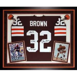  Jim Brown Signed Jersey   FRAMED DELUXEw/3 STATS Sports 
