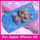   Bling Hello Kitty Pearl Rhinestone 3D Bow Case Cover for iPhone 4 4S