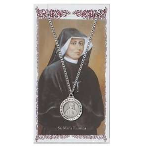St Maria Faustina Prayer Card With Medal Catholic Christian Pendant 