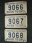 1970 Massachusetts Common Carrier License Plates Lot (3