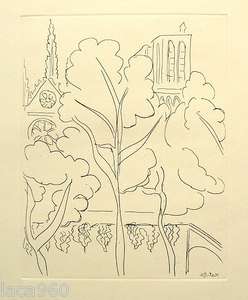 Henri MATISSE(French) View of Notre Dame Paris Plate Signed Etching 
