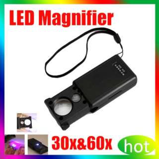 30X 60X LED LIGHTED MAGNIFIER JEWELERS LOUPE LOOP GLASS  