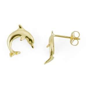  Dolphin Earrings in 14K Yellow Gold Maui Divers of Hawaii 