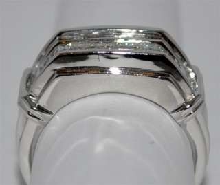 MENS DIAMOND WEDDING BAND RING 1CT 14K WHITE GOLD PRINCESS CUT 11MM 