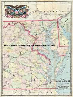 1861 CIVIL WAR MAP WASHINGTON D.C. VIRGINIA DELAWARE  