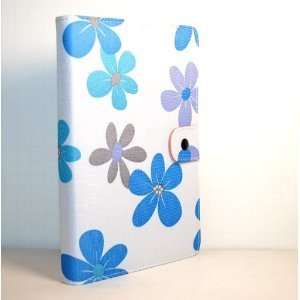  Blue Purple Multi Color Daisy Flower Design Fabric Leather Padfolio 