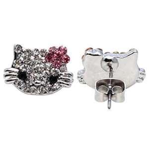 Silver plated CC stud earrings   CZ Diamond swarovski crystals   size 