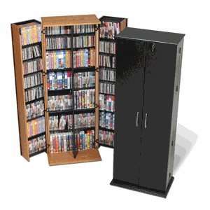 Prepac Oak Large Locking Media (DVD,CD,Games) Storage Cabinet  