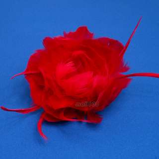 Red Feather Fascinator Hair Clip Corsage Brooch Party  