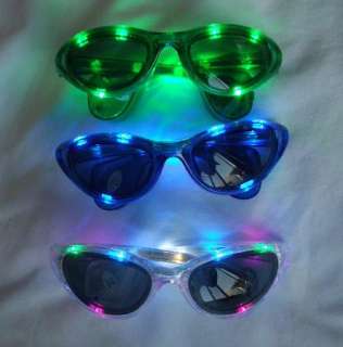 Flashing LED Light Up Sun glasses White Green or Blue *  