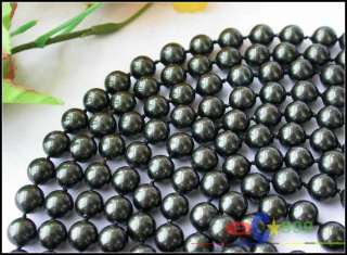 LONG 100 8MM BLACK SHELL PEARL NECKLACE  