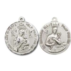 Our Lady of Perpetual Help & St. Gerard Medal, Sterling Silver Pendant 