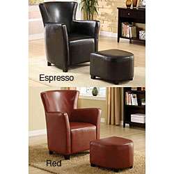 Single seat Bicast Leather Chair and Ottoman Set  