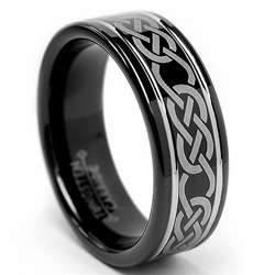 Mens Tungsten Carbide Black Celtic Ring (8 mm)  