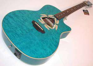 Luna FAUNA DRAGONFLY Acoustic Electric Guitar,Teal, NEW  