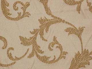 Taupe Gold French Swirl Drapery Upholstery Fabric  