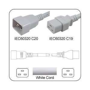   Plug to C19 Connector 3 Feet 20a/250v 12/3 SJT White