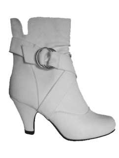 WOMANS STYLISH FASHION ANKLE BOOTS w/HEEL IN WHITE (A22W)  
