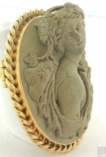 ANTIQUE 18K GOLD FANCY FRENCH LAVA ROCK CAMEO PIN/BROOCH  