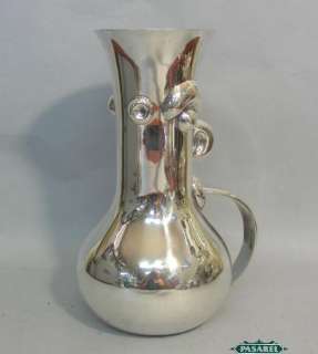 Vintage Mexican Aztecan Style Sterling Silver Flower Vase / Jug Mexico 