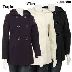 AK Anne Klein Womens Double breasted Hooded Peacoat  