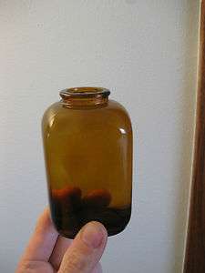 VINTAGE AMBER Brown Glass SNUFF WINE LIQUOR WHISKEY PERFUME BOTTLE Jar 