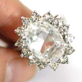   Shipping White Sun Flower Gemstone 10K GP Diamante Ring Craft  