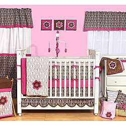 Bacati Damask Pink and Chocolate 10 piece Crib Bedding Set   