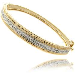 Fusion 14k Gold Overlay Diamond Accent Bangle Bracelet  