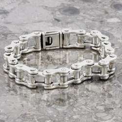Sterling Silver Mens Bicycle Chain Bracelet (Mexico)  