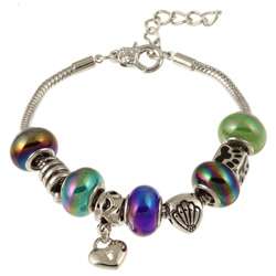 La Preciosa Silverplated Multi colored Glass Bead and Charm Bracelet