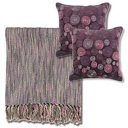 Mauve/ Grey Throw Blanket and Decorative Pillows  