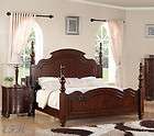 NEW DEVONSHIRE BROWN CHERRY FINISH WOOD QUEEN OR KING FOUR POST BED