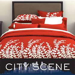 City Scene Branches Spice Red 3 piece Comforter Set  