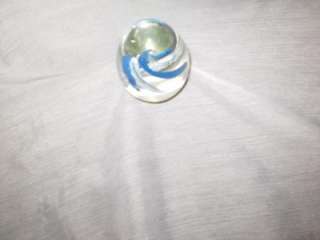 Art Glass, 3 1/4, Blue & White Swirl, Egg,Paperweight.  