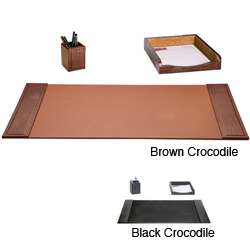 Dacasso 3 piece Crocodile Embossed Leather Desk Set  