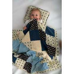 Mia Belle Baby Blue Fantasy Patchwork Blanket and Pillow   