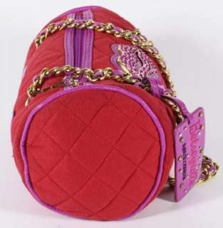 Betseyville Betsey Johnson Red Poly/Cotton Mini Duffel Handbag 
