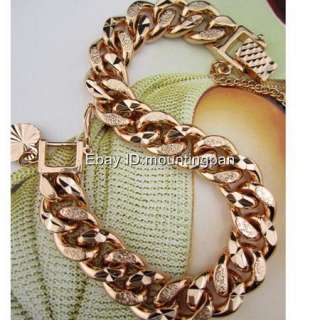 Thick 18k Rose Gold Filled Ladys Bracelet Curb Chain 10mm Width GF 