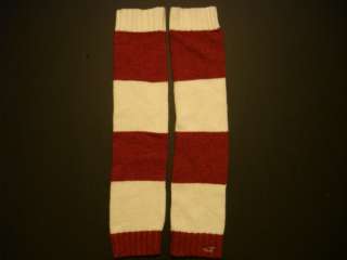 New Hollister Knit Leg Warmers Burgundy Stripes  