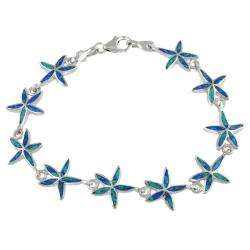 Sterling Silver Blue Opal Starfish Bracelet  