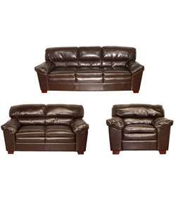 Bailey Brown Leather Sofa, Loveseat and Chair  