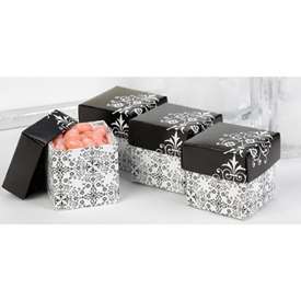Set of 25 Black White Damask Favor Boxes  