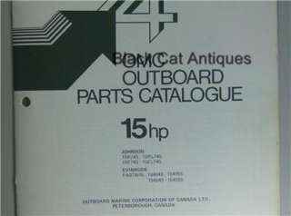 Original 1974 OMC Parts Catalog Evinrude Johnson 15 HP  8 Models 