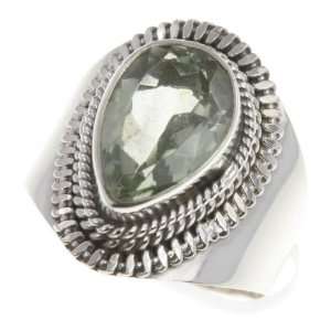    925 Sterling Silver GREEN AMETHYST Ring, Size 8.25, 6.43g Jewelry