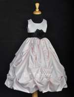 PINK BLACK JUNIOR FLOWER GIRL DRESS SM LG 2 4 6 8 10  